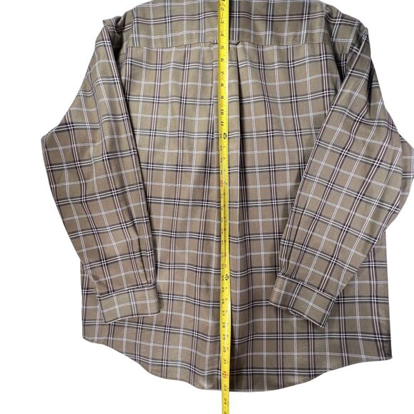Orvis Mens XL Tan Plaid Button Down Shirt Cotton Collar Pocket Long Sleeve - Picture 10 of 12